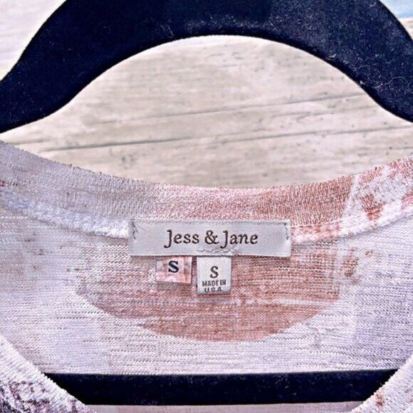 JESS & JANE Stretchy Knit Blouse Brown Multicolor Casual Womens Small - Picture 3 of 4